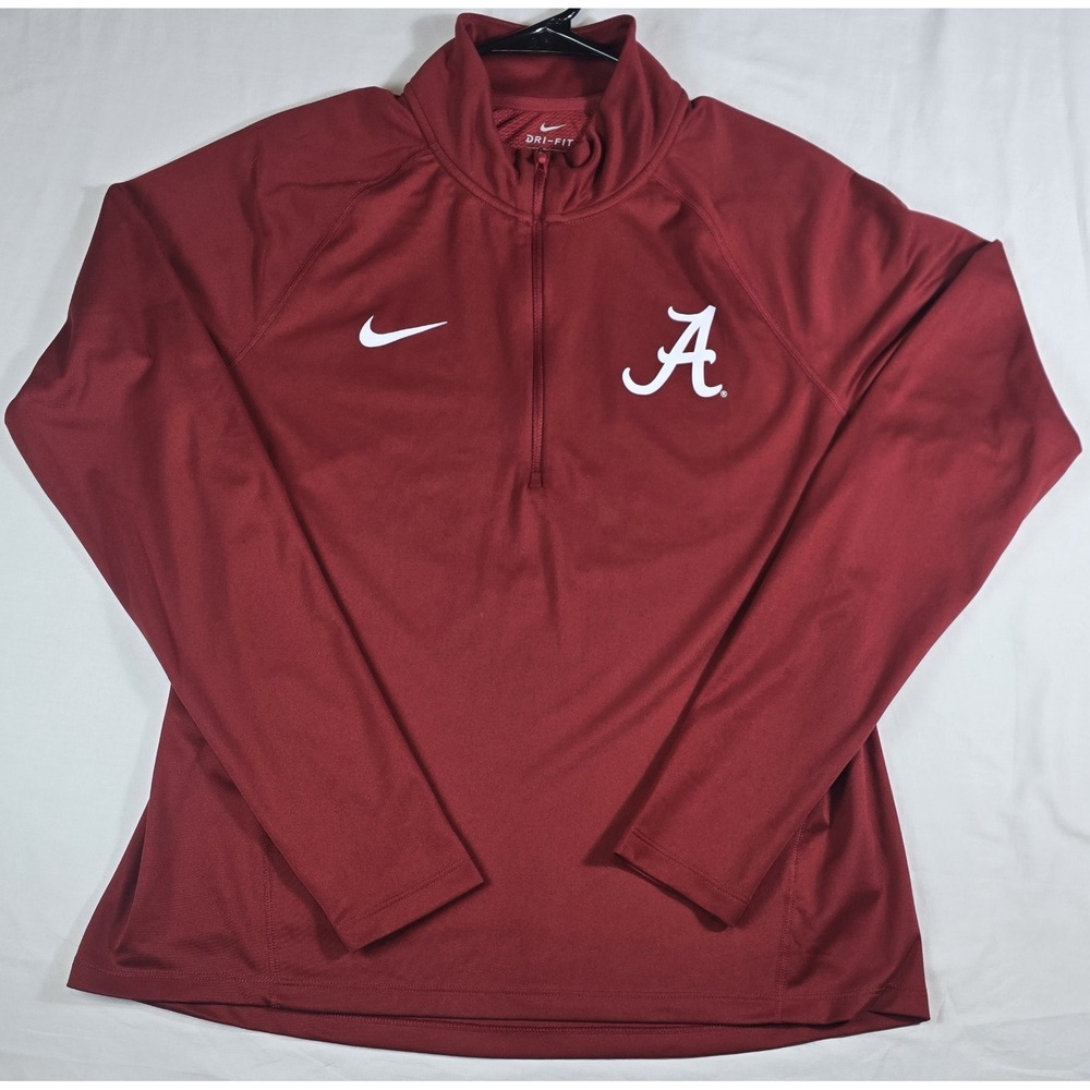 NIKE Women's University of Alabama 1/4 Zip Jacket Dri-Fit Crimsom Tide Fan Large